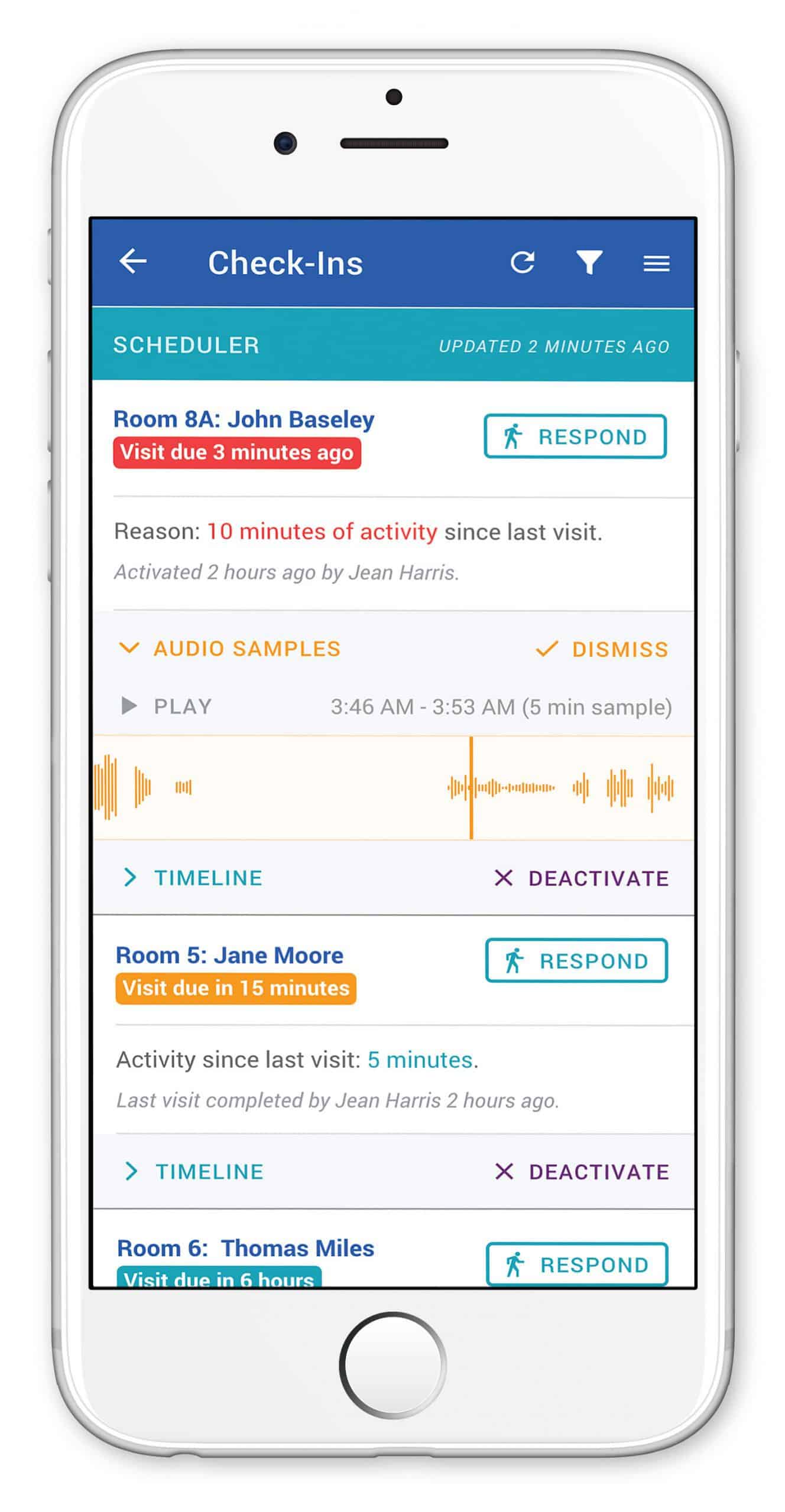Ally's Resident Monitoring App Ally's mobile app fits seamlessly into the regular routines of staff, doesn’t require additional infrastructure investment and doesn’t need to sacrifice a team member to ‘monitor’ a display at a desk during use.