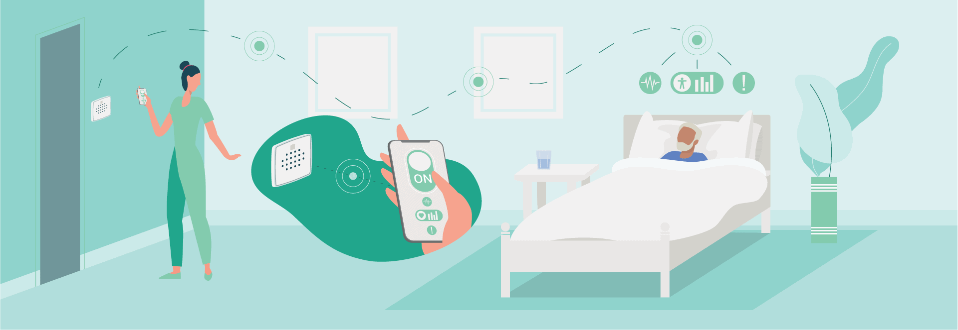 Ally uses a wifi-connected monitor, plugged into each resident’s room, to detect changes in their sleep through sound and motion during the night. Care staff simply switch it on for each resident at bedtime.