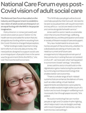 Liz Jones talks about use of technology in the care sector in THCE magazine